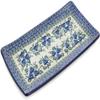 Polmedia Polish Pottery Sushi Tray - Blue Pansy Pattern Handmade in Boleslawiec Poland by Ceramika Artystyczna + Certificate of Authenticity view 1