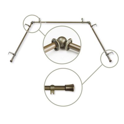 5/8 inch Bay Curtain Rod 20"-36", 38"-72" - Antique Gold