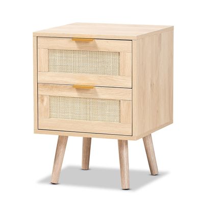 Baxton Studio Baird 21.7-inch High 2-Drawer Nightstand, Oak Brown