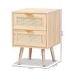Baxton Studio Baird 21.7-inch High 2-Drawer Nightstand, Oak Brown view 3