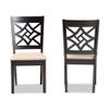 Baxton Studio Nicolette Dining Chair and Dining Chair Sand Fabric Upholstered and Dark Brown Finished Wood 2-Piece Dining Chair Set view 2