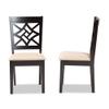 Baxton Studio Nicolette Dining Chair and Dining Chair Sand Fabric Upholstered and Dark Brown Finished Wood 2-Piece Dining Chair Set view 3