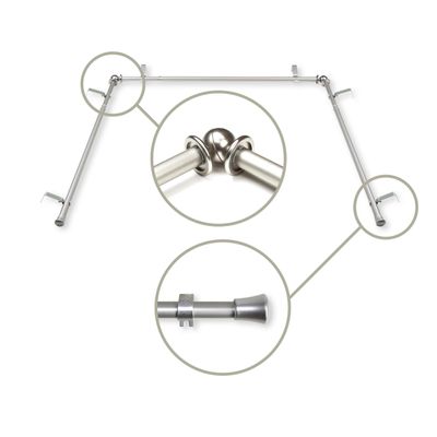 5/8 inch Bay Curtain Rod 20"-36", 38"-72" - Satin Nickel