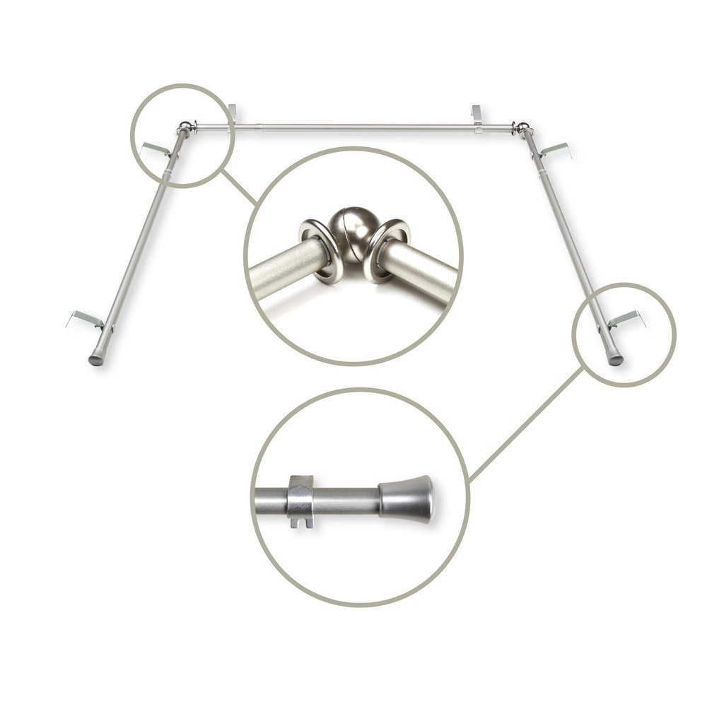 5/8 inch Bay Curtain Rod 20"-36", 38"-72" - Satin Nickel