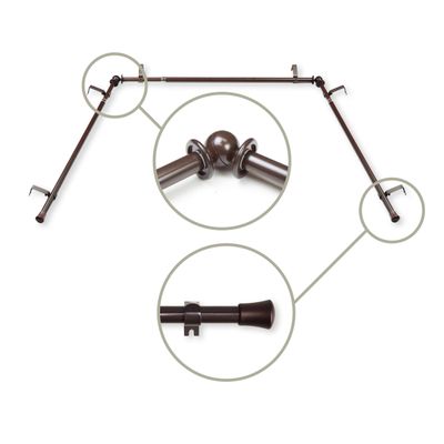 5/8 inch Bay Curtain Rod 20"-36", 38"-72" - Cocoa