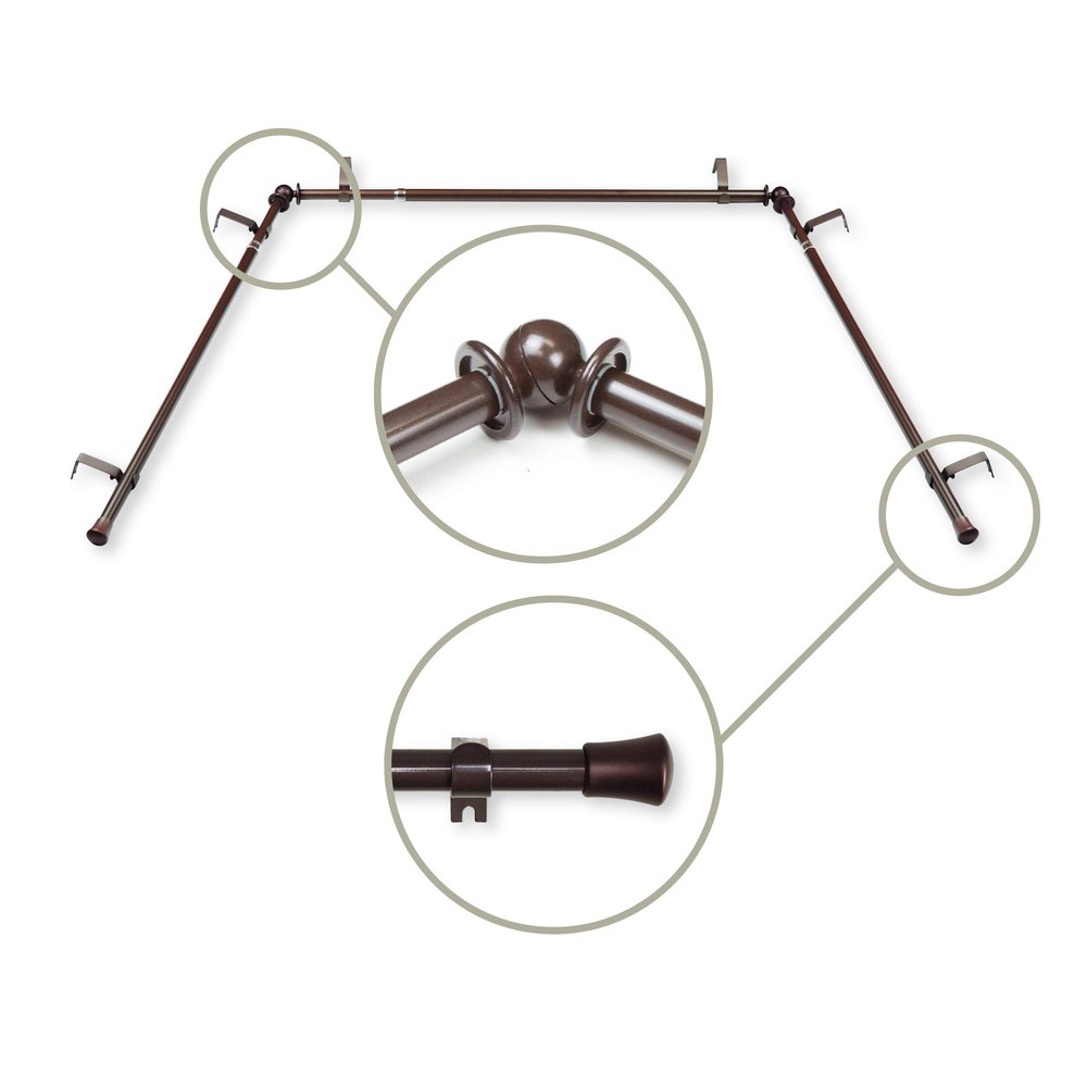 5/8 inch Bay Curtain Rod 20"-36", 38"-72" - Cocoa