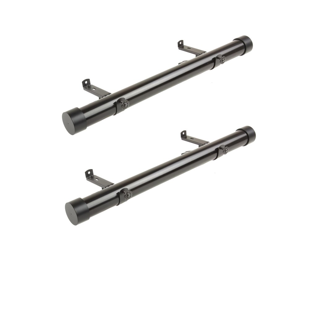 1.5 inch curtain rod 12-20 inch (Set of 2) - Black