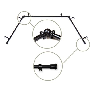 5/8 inch Bay Curtain Rod 20"-36", 38"-72" - Black
