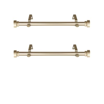 1 inch Side Curtain Rod 12-20 inch (Set of 2) - Gold