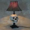 Skull desk lamp with antique shade view 1