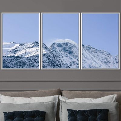 SIGNWIN 3 Piece Framed Canvas Wall Art Snow Mountain Landscape Canvas Prints Home Artwork Decoration for Living Room,Bedroom - 16"x24"x3 Panels