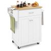 Giantex Rolling Kitchen Island, Kitchen Trolley Cart with Spice Rack, Large Drawer, Towel Rack, Storage Pantry Cabinet with Adjustable Shelf, Kitchen Cart on Wheels, Dining Room Furniture (White) view 1