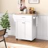 Giantex Rolling Kitchen Island, Kitchen Trolley Cart with Spice Rack, Large Drawer, Towel Rack, Storage Pantry Cabinet with Adjustable Shelf, Kitchen Cart on Wheels, Dining Room Furniture (White) view 3