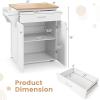 Giantex Rolling Kitchen Island, Kitchen Trolley Cart with Spice Rack, Large Drawer, Towel Rack, Storage Pantry Cabinet with Adjustable Shelf, Kitchen Cart on Wheels, Dining Room Furniture (White) view 4