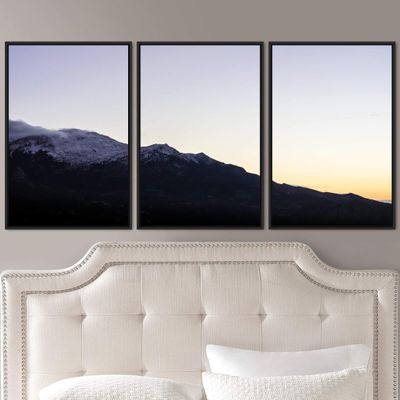 SIGNWIN 3 Piece Framed Canvas Wall Art Mountain Top Landscape Canvas Prints Home Artwork Decoration for Living Room,Bedroom - 16"x24"x3 Panels