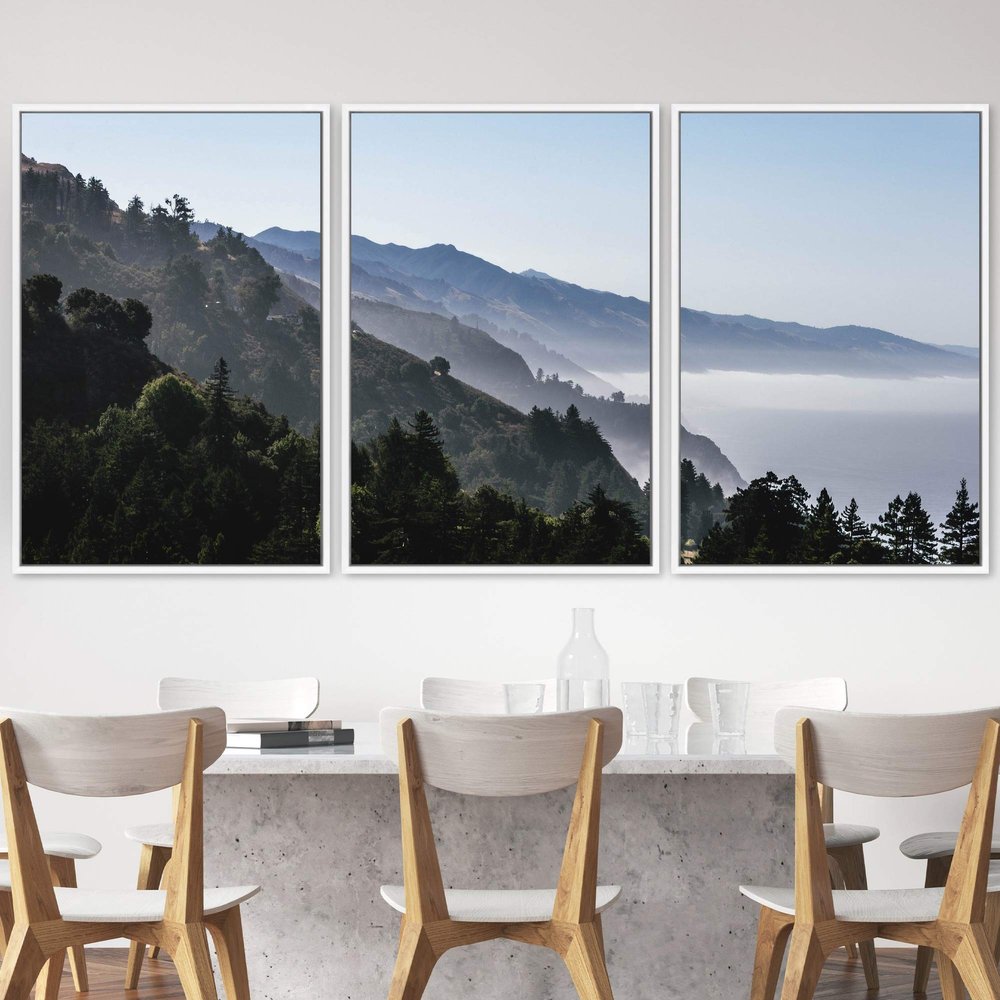 SIGNWIN 3 Piece Framed Canvas Wall Art Mountain Landscape Canvas Prints Home Artwork Decoration for Living Room,Bedroom - 16"x24"x3 Panels