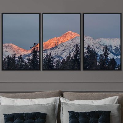 SIGNWIN 3 Piece Framed Canvas Wall Art Snow Mountain Canvas Prints Home Artwork Decoration for Living Room,Bedroom - 16"x24"x3 Panels