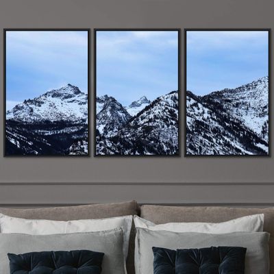 SIGNWIN 3 Piece Framed Canvas Wall Art Snow Mountain Canvas Prints Home Artwork Decoration for Living Room,Bedroom - 16"x24"x3 Panels
