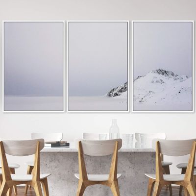 SIGNWIN 3 Piece Framed Canvas Wall Art Snow Mountain Canvas Prints Home Artwork Decoration for Living Room,Bedroom - 16"x24"x3 Panels