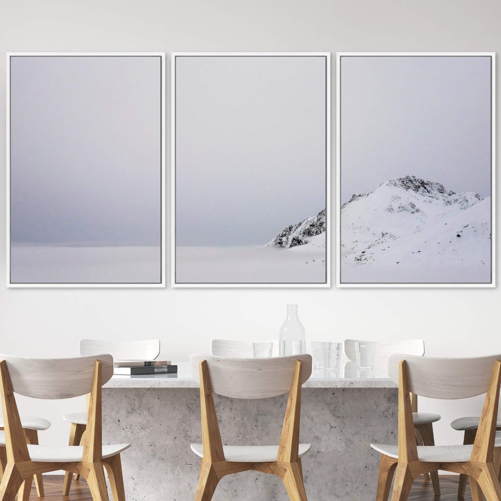 SIGNWIN 3 Piece Framed Canvas Wall Art Snow Mountain Canvas Prints Home Artwork Decoration for Living Room,Bedroom - 16"x24"x3 Panels