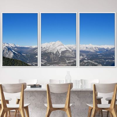 SIGNWIN 3 Piece Framed Canvas Wall Art Snow Mountain Canvas Prints Home Artwork Decoration for Living Room,Bedroom - 16"x24"x3 Panels