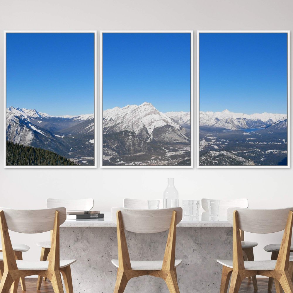 SIGNWIN 3 Piece Framed Canvas Wall Art Snow Mountain Canvas Prints Home Artwork Decoration for Living Room,Bedroom - 16"x24"x3 Panels