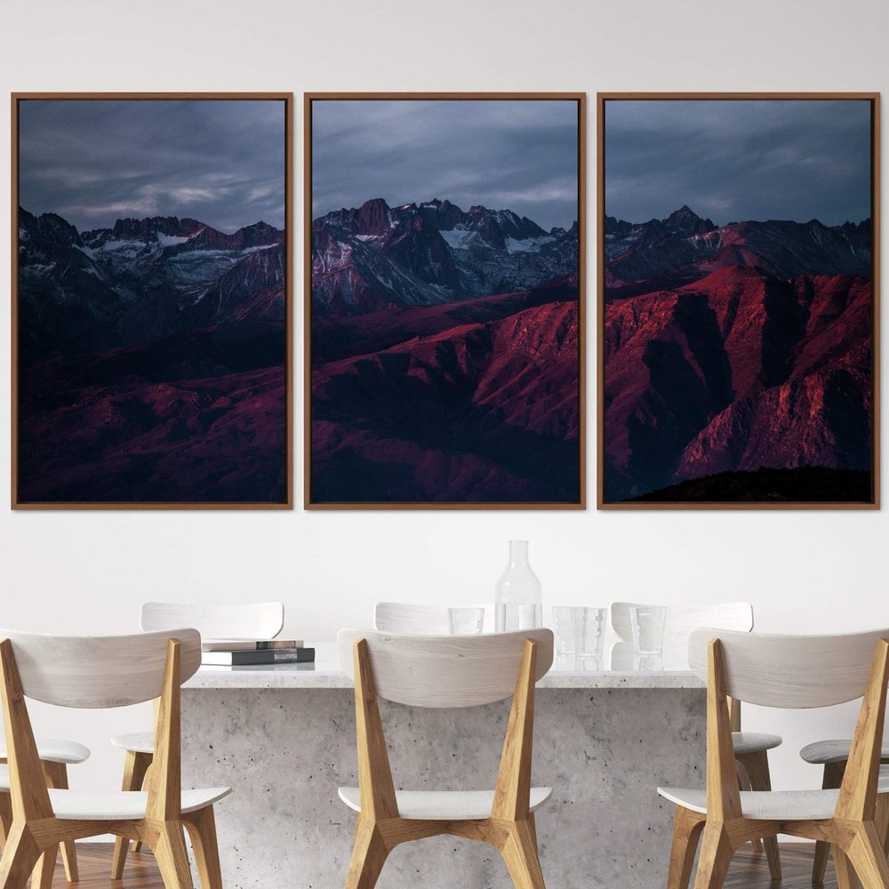 SIGNWIN 3 Piece Framed Canvas Wall Art Mountain Landscape Canvas Prints Home Artwork Decoration for Living Room,Bedroom - 16"x24"x3 Panels