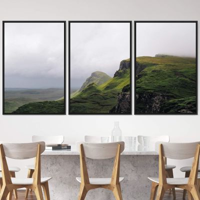 SIGNWIN 3 Piece Framed Canvas Wall Art Mountain Landscape Canvas Prints Home Artwork Decoration for Living Room,Bedroom - 16"x24"x3 Panels