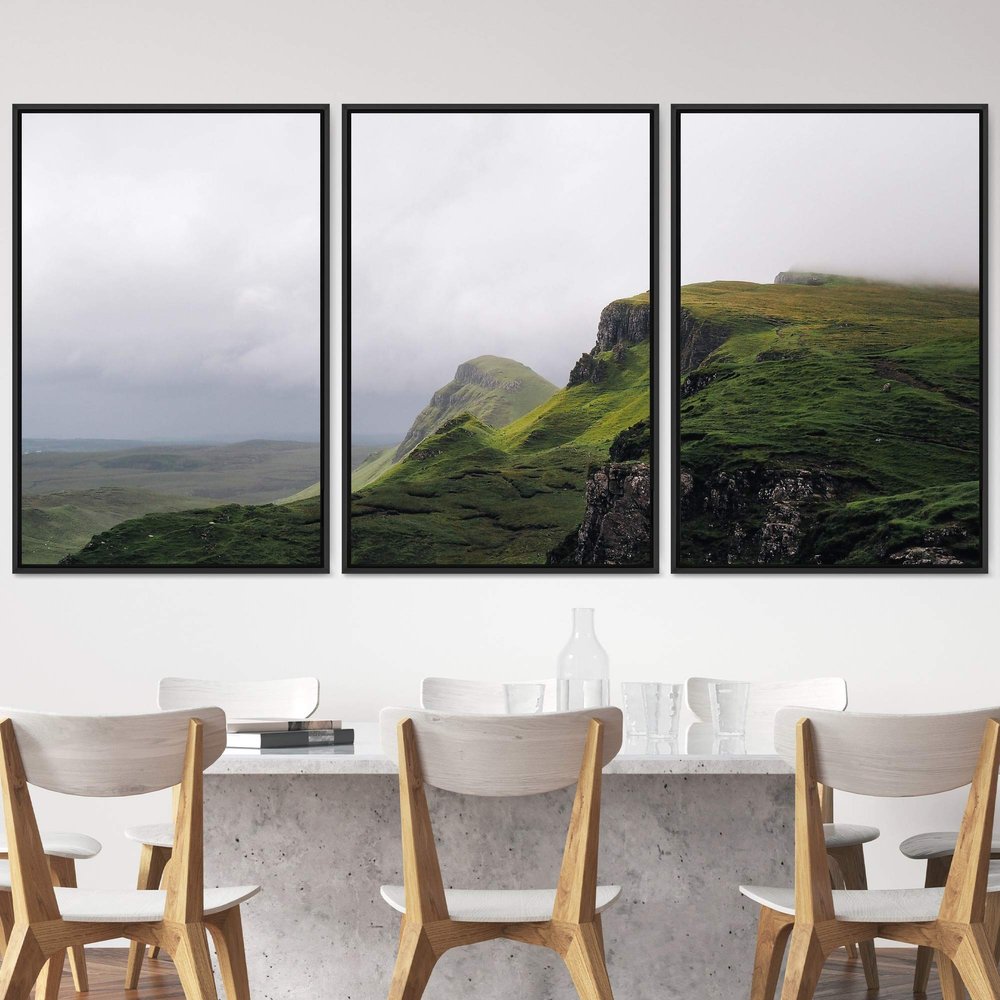 SIGNWIN 3 Piece Framed Canvas Wall Art Mountain Landscape Canvas Prints Home Artwork Decoration for Living Room,Bedroom - 16"x24"x3 Panels