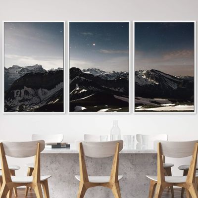 SIGNWIN 3 Piece Framed Canvas Wall Art Mountain Landscape Canvas Prints Home Artwork Decoration for Living Room,Bedroom - 16"x24"x3 Panels