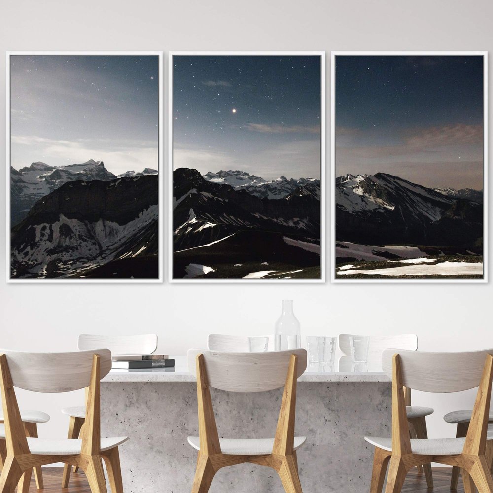 SIGNWIN 3 Piece Framed Canvas Wall Art Mountain Landscape Canvas Prints Home Artwork Decoration for Living Room,Bedroom - 16"x24"x3 Panels