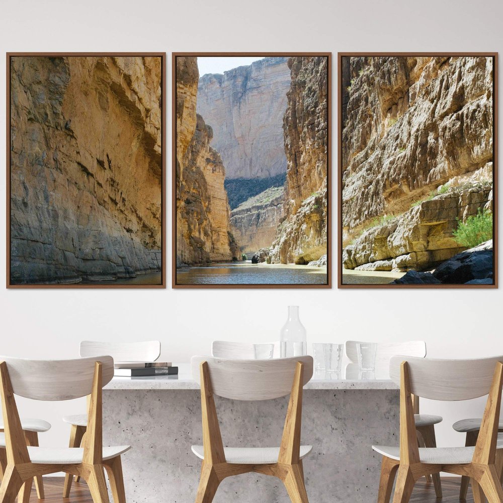 SIGNWIN 3 Piece Framed Canvas Wall Art Forest Rivers Canvas Prints Home Artwork Decoration for Living Room,Bedroom - 16"x24"x3 Panels