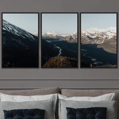 SIGNWIN 3 Piece Framed Canvas Wall Art Valley Rivers Canvas Prints Home Artwork Decoration for Living Room,Bedroom - 16"x24"x3 Panels