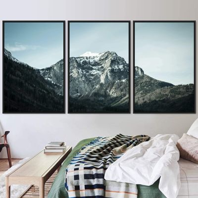 SIGNWIN 3 Piece Framed Canvas Wall Art Lake Landscape Canvas Prints Home Artwork Decoration for Living Room,Bedroom - 16"x24"x3 Panels