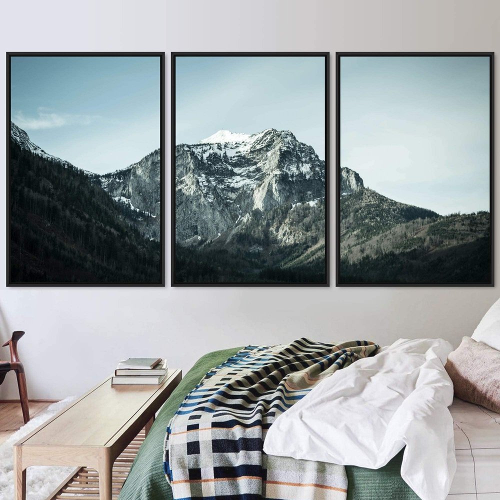 SIGNWIN 3 Piece Framed Canvas Wall Art Lake Landscape Canvas Prints Home Artwork Decoration for Living Room,Bedroom - 16"x24"x3 Panels