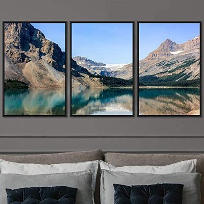 SIGNWIN 3 Piece Framed Canvas Wall Art Lake Landscape Canvas Prints Home Artwork Decoration for Living Room,Bedroom - 16"x24"x3 Panels