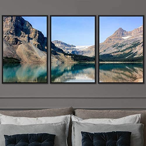 SIGNWIN 3 Piece Framed Canvas Wall Art Lake Landscape Canvas Prints Home Artwork Decoration for Living Room,Bedroom - 16"x24"x3 Panels