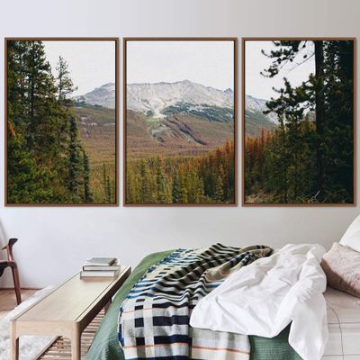 SIGNWIN 3 Piece Framed Canvas Wall Art Forest Waterfalls Canvas Prints Home Artwork Decoration for Living Room,Bedroom - 16"x24"x3 Panels