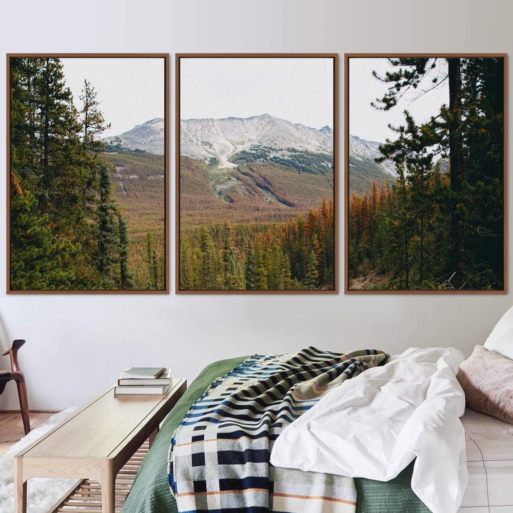 SIGNWIN 3 Piece Framed Canvas Wall Art Forest Waterfalls Canvas Prints Home Artwork Decoration for Living Room,Bedroom - 16"x24"x3 Panels