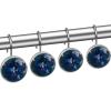 Galaxy Space Planets Shower Curtain Hooks Stainless Steel Decorative Shower Curtain Rings for Bathroom Rust Proof 12 Pack Crystal Glass view 1