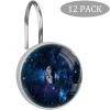 Galaxy Space Planets Shower Curtain Hooks Stainless Steel Decorative Shower Curtain Rings for Bathroom Rust Proof 12 Pack Crystal Glass view 2