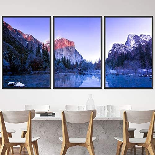 SIGNWIN 3 Piece Framed Canvas Wall Art Lake Landscape Canvas Prints Home Artwork Decoration for Living Room,Bedroom - 16"x24"x3 Panels