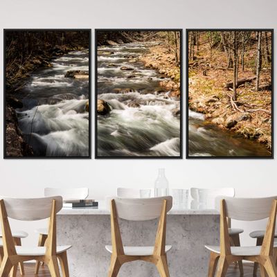 SIGNWIN 3 Piece Framed Canvas Wall Art Forest Rivers Canvas Prints Home Artwork Decoration for Living Room,Bedroom - 16"x24"x3 Panels