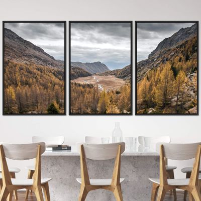 SIGNWIN 3 Piece Framed Canvas Wall Art Valley Rivers Canvas Prints Home Artwork Decoration for Living Room,Bedroom - 16"x24"x3 Panels