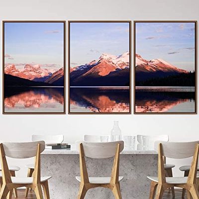 SIGNWIN 3 Piece Framed Canvas Wall Art Lake Landscape Canvas Prints Home Artwork Decoration for Living Room,Bedroom - 16"x24"x3 Panels