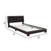 Benjara Queen Leatherette Bed with Checkered Tufted Headboard, Brown view 3