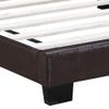 Benjara Queen Leatherette Bed with Checkered Tufted Headboard, Brown view 4