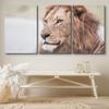 SIGNLEADER Canvas Print Wall Art Set Closeup Film Grain Lion Portrait Animals WildLife Photography Realism Rustic Scenic Relax/Calm Multicolor for Living Room, Bedroom, Office - 24"x36" x 3 Panels view 3