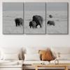 SIGNLEADER Canvas Print Wall Art Set Black & White Elephant Herd Animals WildLife Photography Realism Rustic Scenic Relax/Calm Multicolor for Living Room, Bedroom, Office - 24"x36" x 3 Panels view 2
