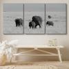 SIGNLEADER Canvas Print Wall Art Set Black & White Elephant Herd Animals WildLife Photography Realism Rustic Scenic Relax/Calm Multicolor for Living Room, Bedroom, Office - 24"x36" x 3 Panels view 3